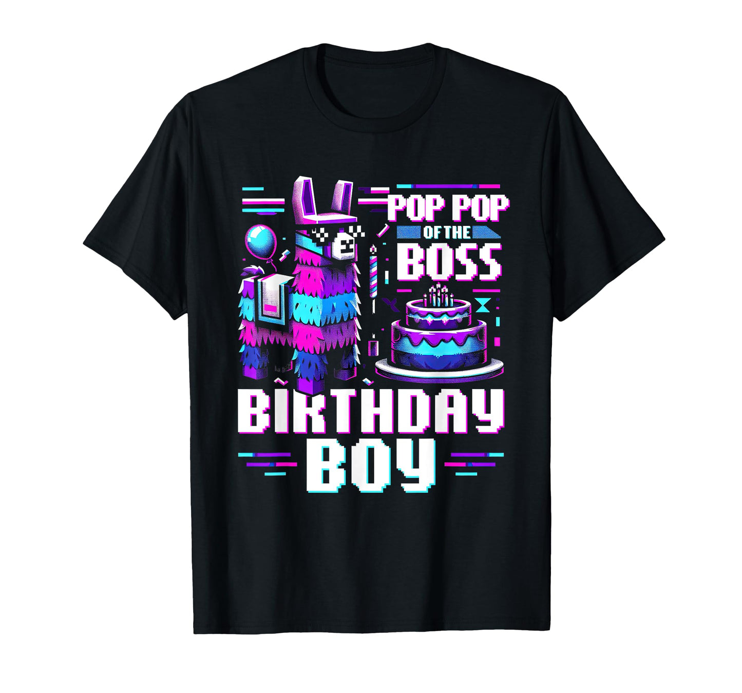Pop Pop Of The Boss Llama Birthday Boy Gift For Gamers T-Shirt