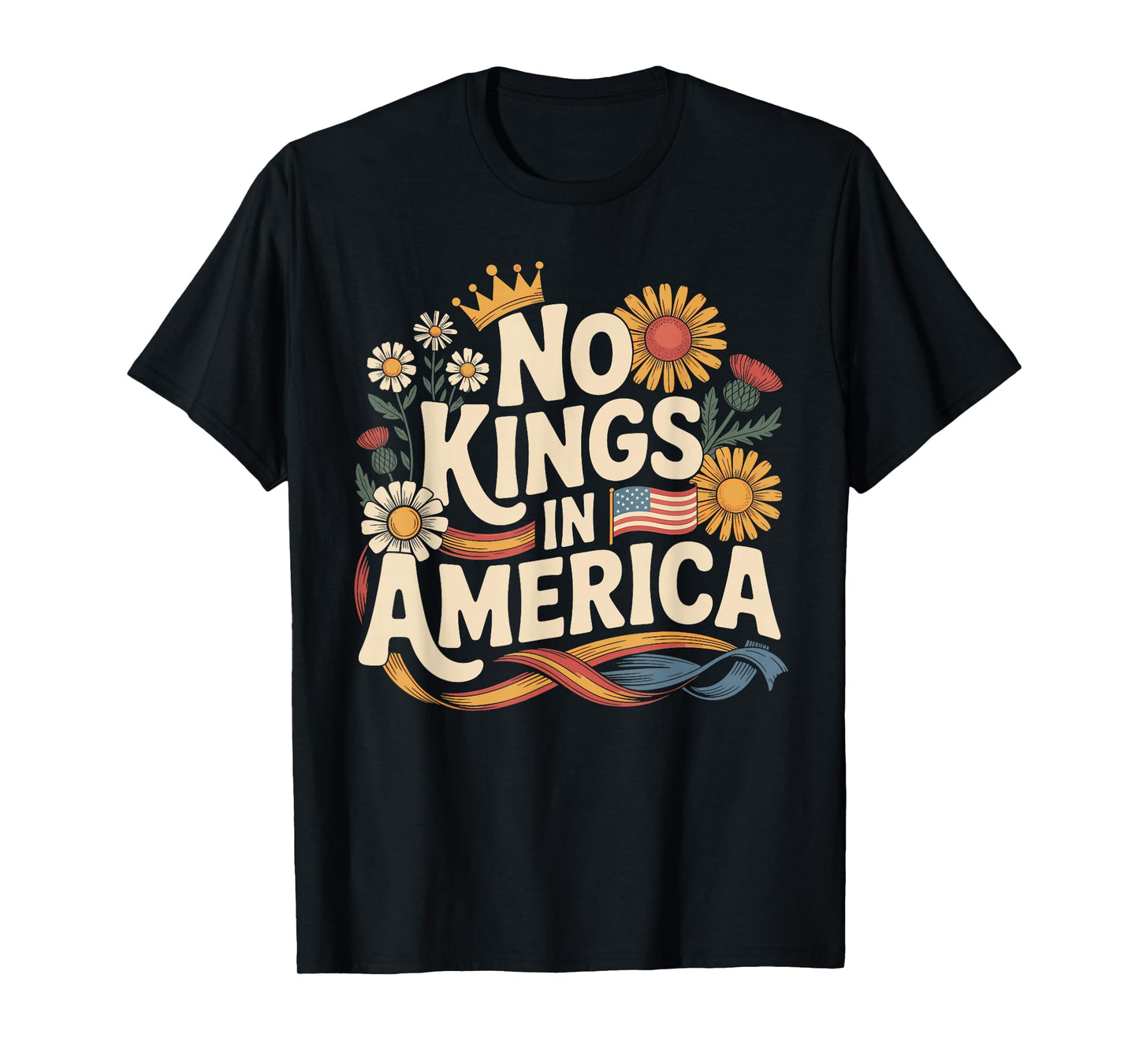 No Kings in America Equality Freedom Art T-Shirt