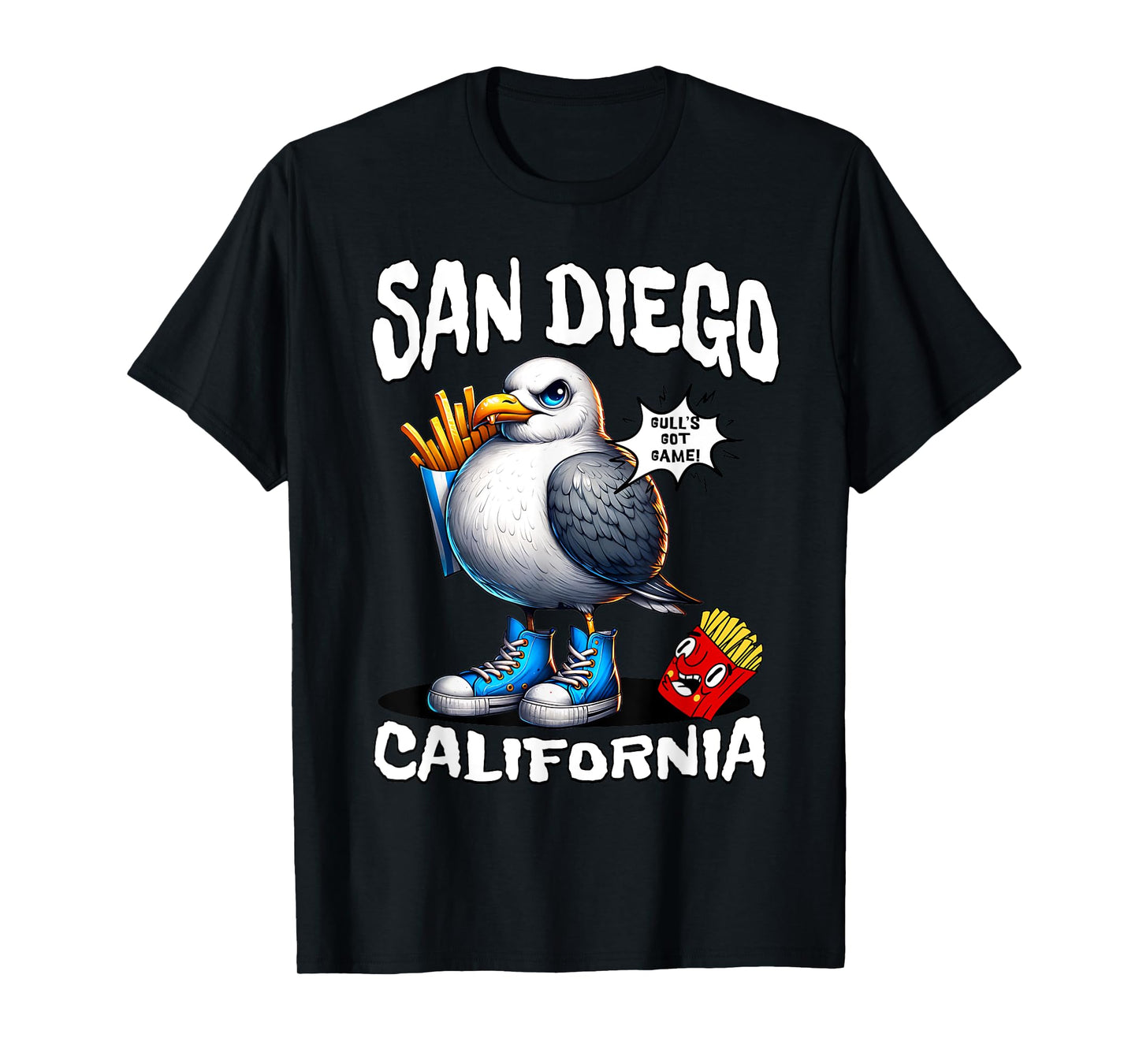 San Diego California Seagull French Fries Funny Souvenir T-Shirt