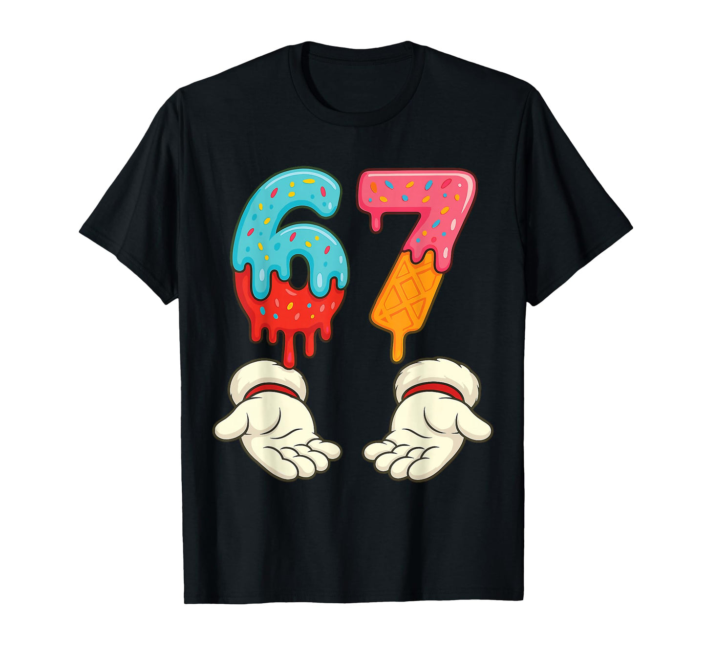 Funny Six Seven 6 7 Meme Christmas Ice Cream Drip Xmas Santa T-Shirt