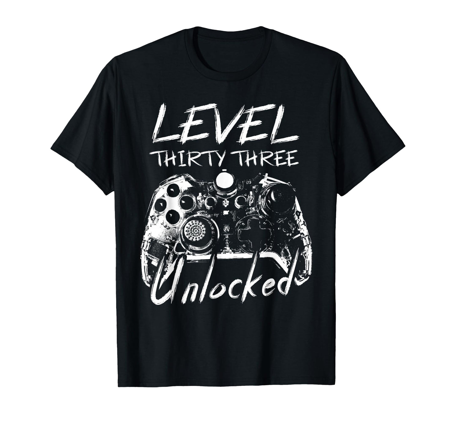Level 33 Unlocked 33 Years Old Vintage Gamer 33rd Birthday T-Shirt