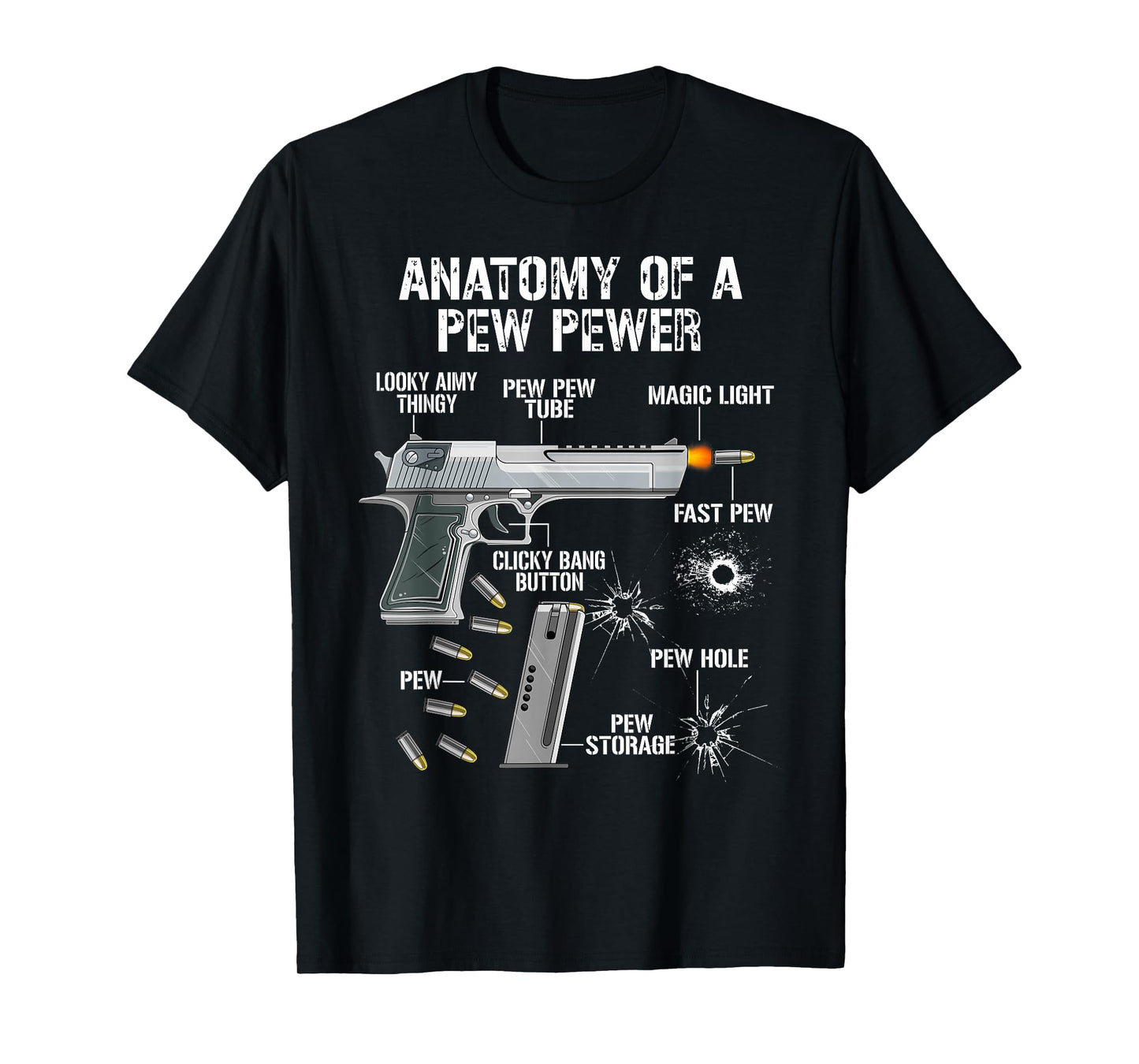 Anatomy of a Pew Pewer Funny Pistols 9 mm Sports Shooters T-Shirt