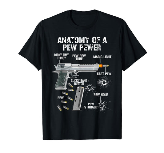 Anatomy of a Pew Pewer Funny Pistols 9 mm Sports Shooters T-Shirt