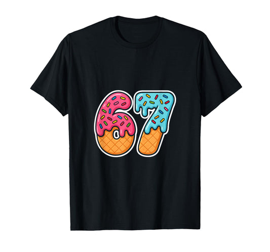 67 Ice Cream Meme Drip Six Seven Slang Gen Alpha T-Shirt T-Shirt
