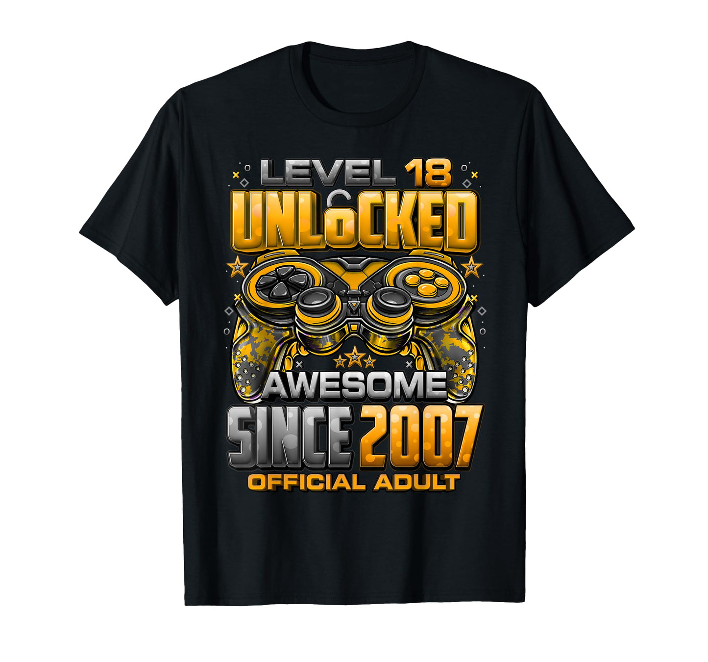 Level 18 Unlocked Awesome Since 2007 18th Birthday Gaming T-Shirt