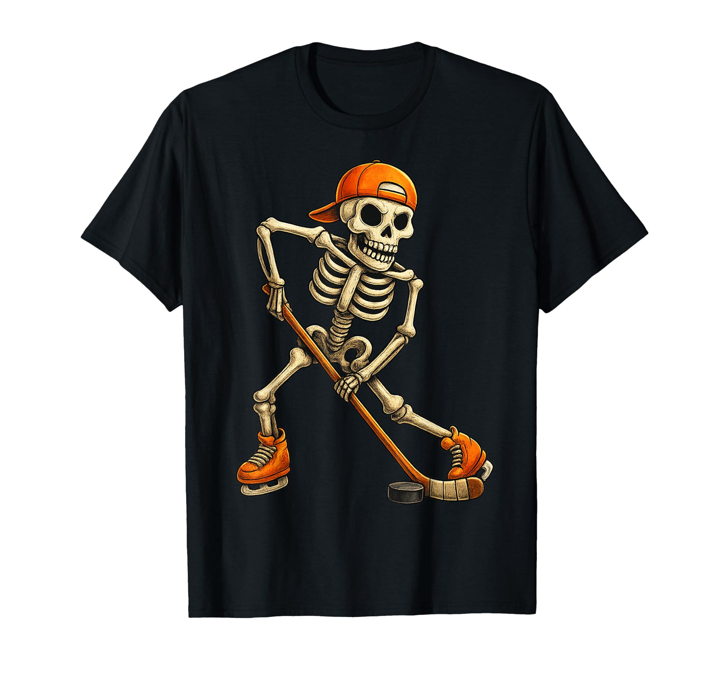 Ice Hockey Skeleton Halloween Costume Men Boys Kids T-Shirt