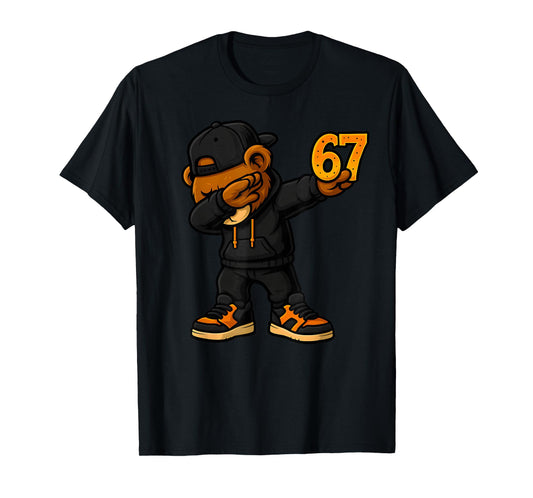 Dabbing Teddy Bear 67 Meme Funny Brainrot Hip Hop Kids Boys T-Shirt