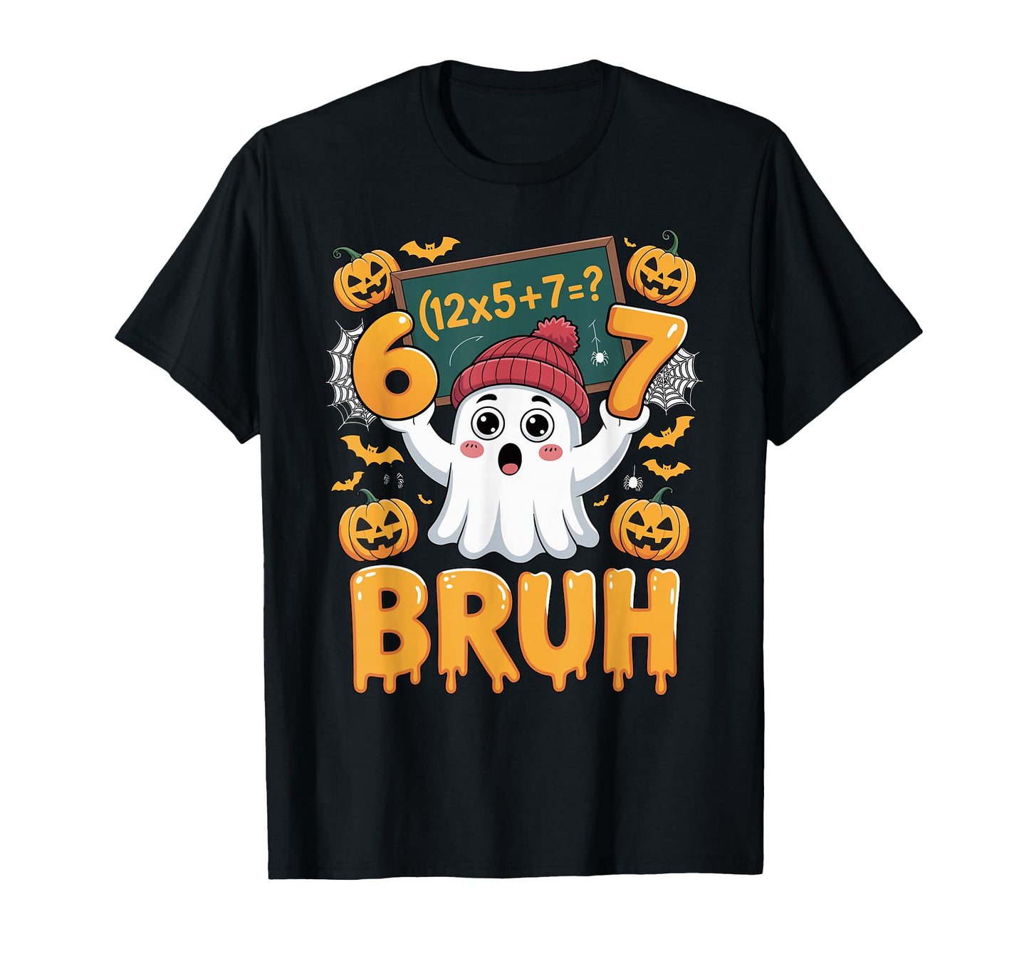 67 Teacher Halloween Ghost Six Seven Meme Math Humor Ghost T-Shirt