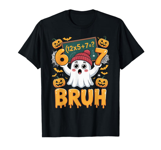 67 Teacher Halloween Ghost Six Seven Meme Math Humor Ghost T-Shirt