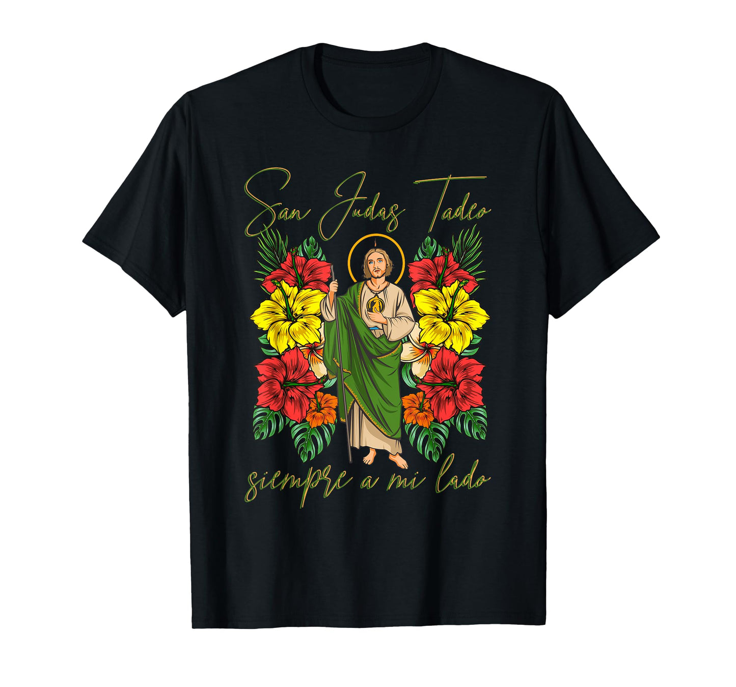 San Judas Tadeo Siempre A Mi Lado. Versión Floral T-Shirt
