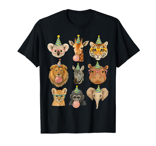 Cute Party Animals Birthday Wildlife Zoo Birthday Boys Kids T-Shirt