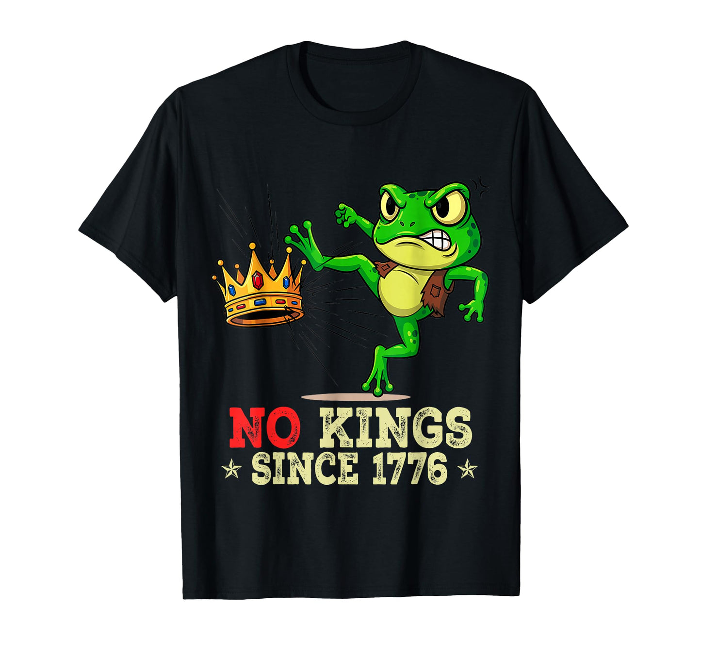No Kings Since 1776 Portland Frog Kicking Crown Retro tees T-Shirt
