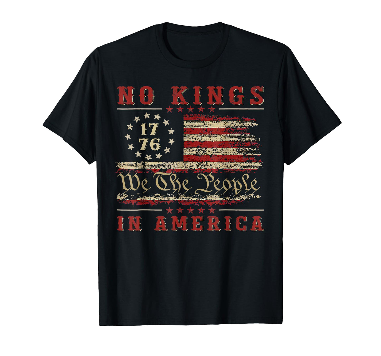 Retro June 14th No Kings In America 1776 USA Flag Men Women T-Shirt