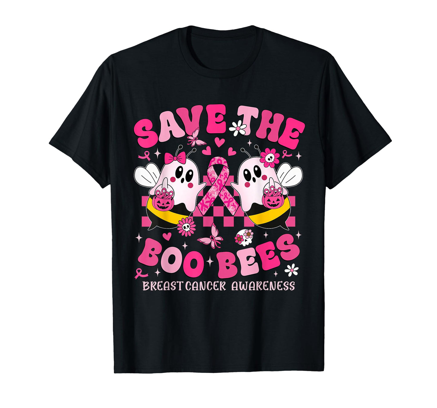 Save The Boo Ghost Bees Breast Cancer Awareness Women Girls T-Shirt