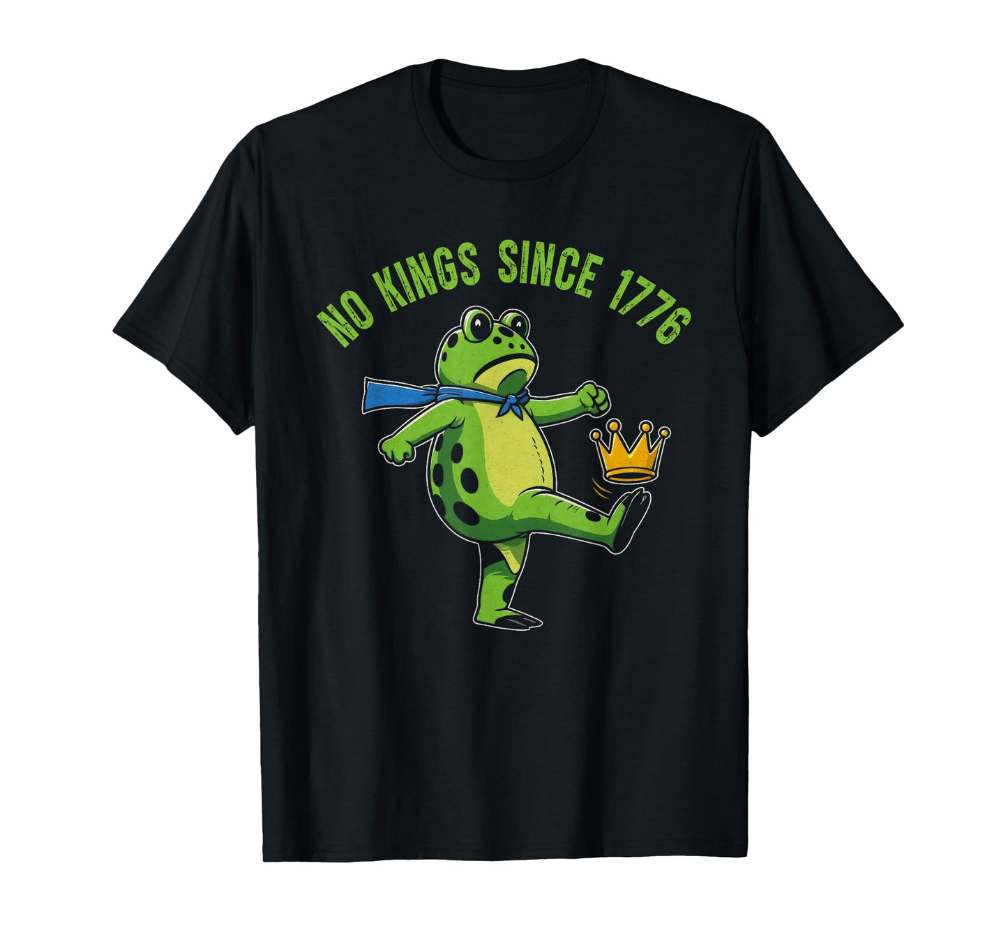 No Kings Since 1776 Portland Frog Kicking Crown Retro T-Shirt