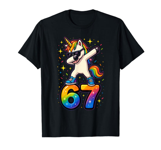 67 Unicorn Dabbing Six Seven Meme Funny T-Shirt