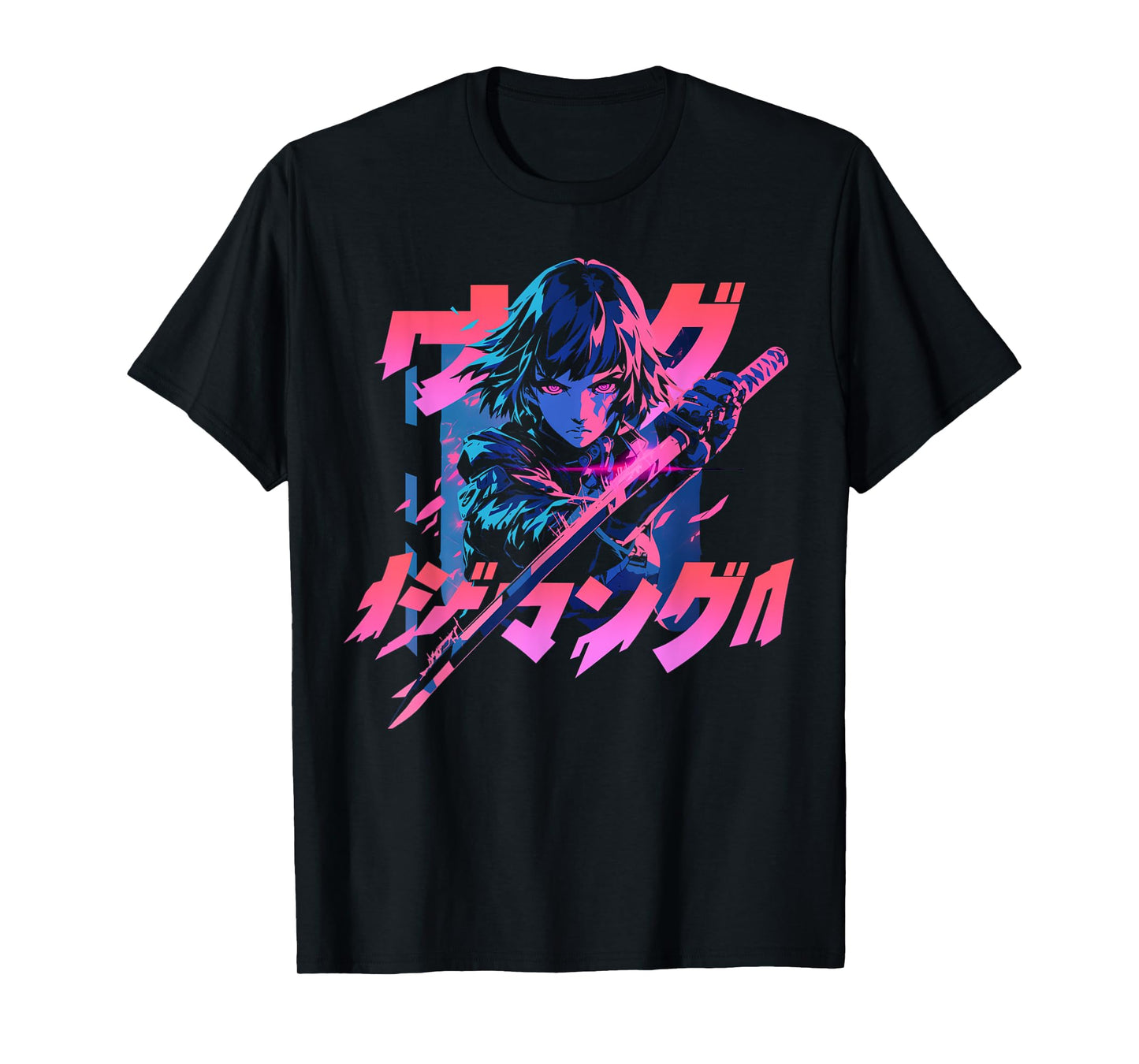 Cyberpunk Anime Samurai Girl Manga Gothic Japanese Gamer T-Shirt