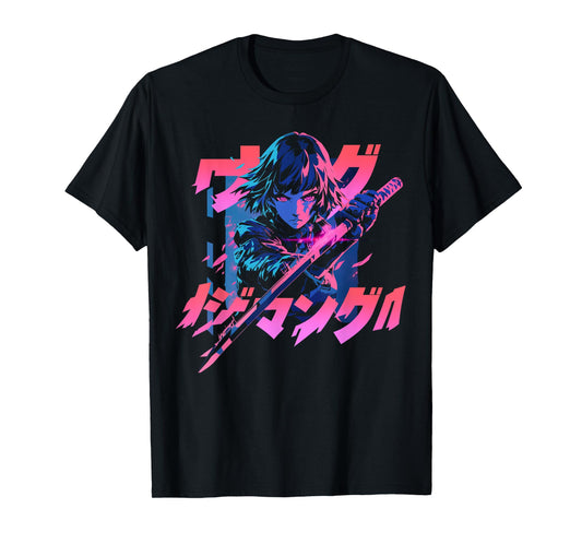 Cyberpunk Anime Samurai Girl Manga Gothic Japanese Gamer T-Shirt