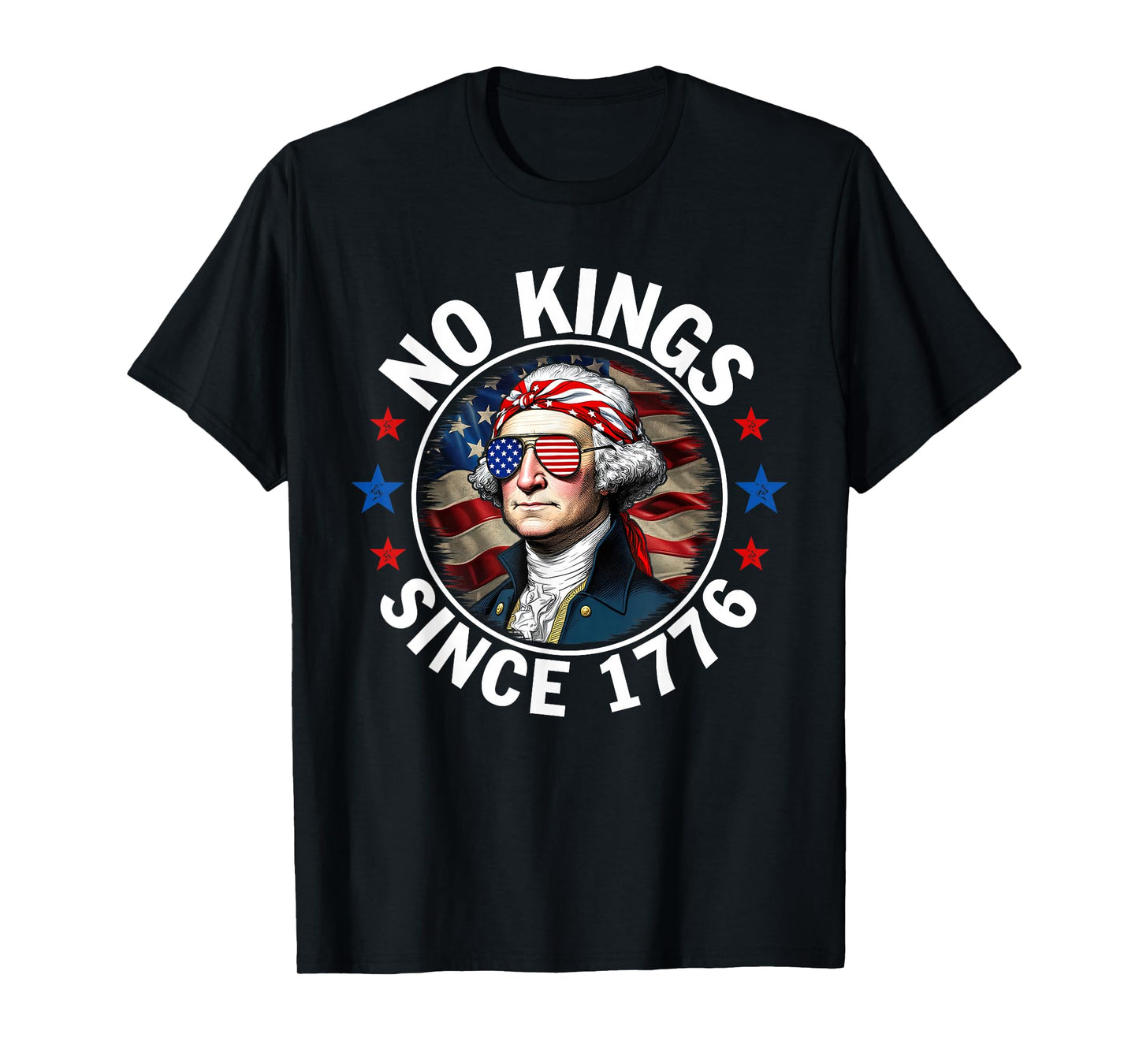 No Kings in America Since 1776 Distressed USA Flag Vintage T-Shirt