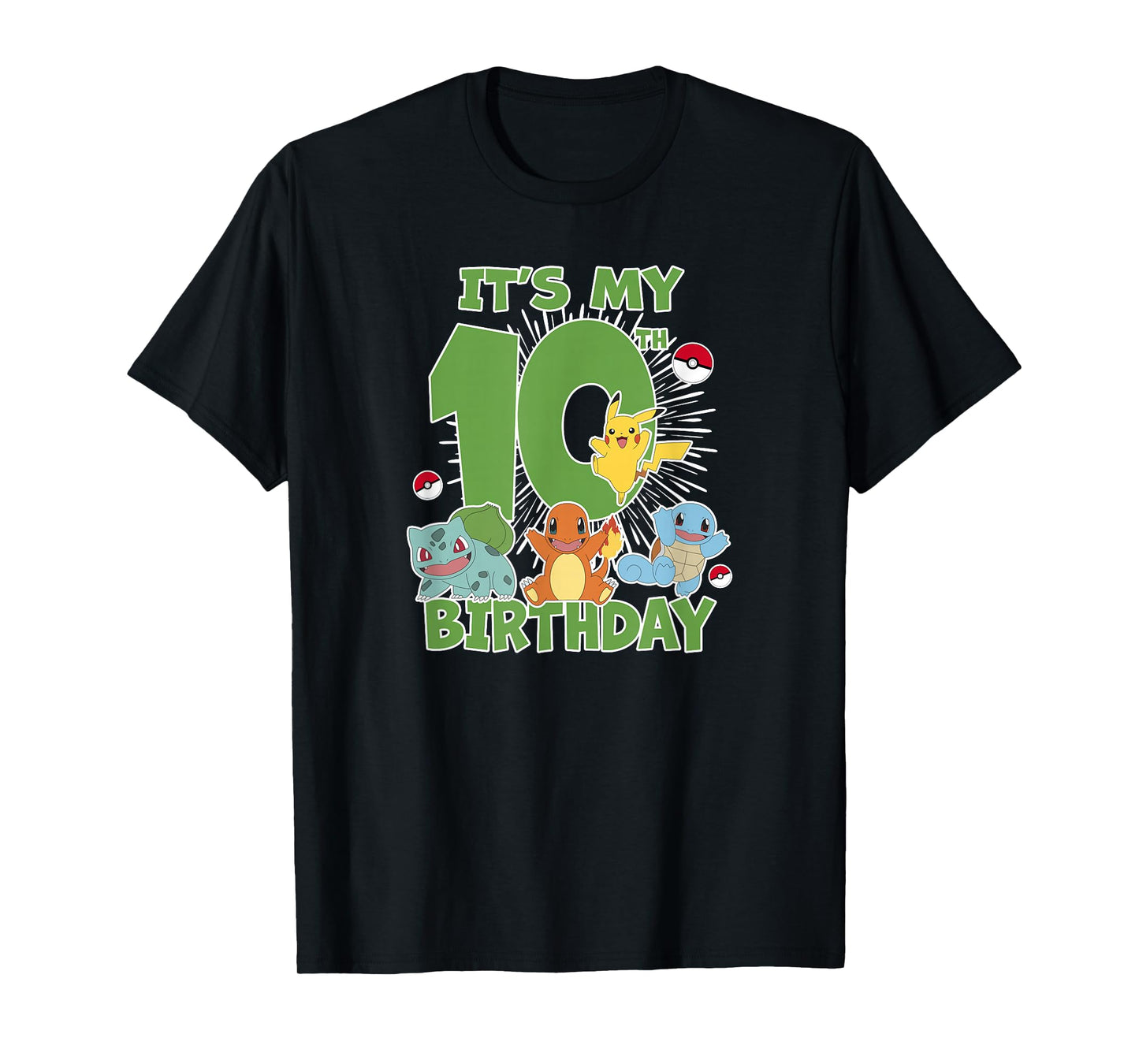 Pokémon It's My 10th Birthday Kanto Starters Celebration T-Shirt