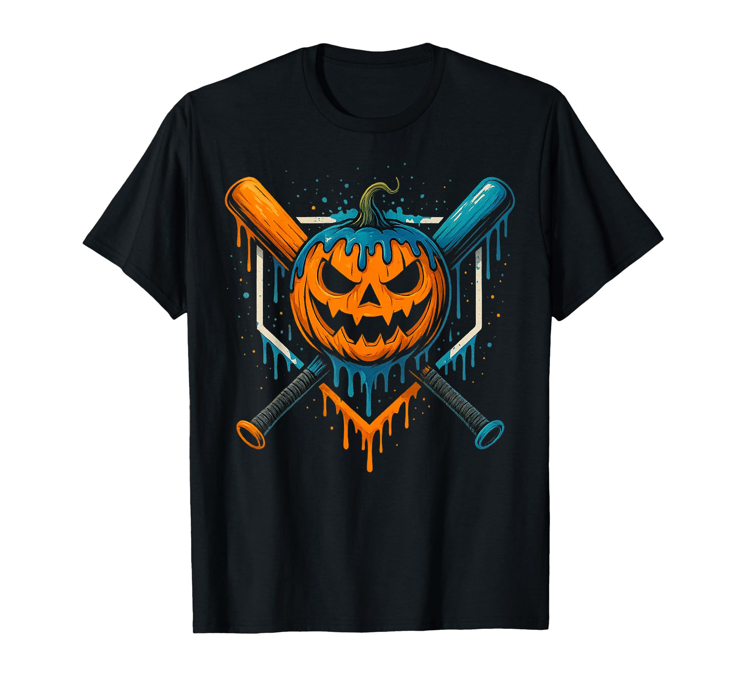 Pumpkin Halloween Baseball Ice Cream Drip Spooky Boys Youth T-Shirt