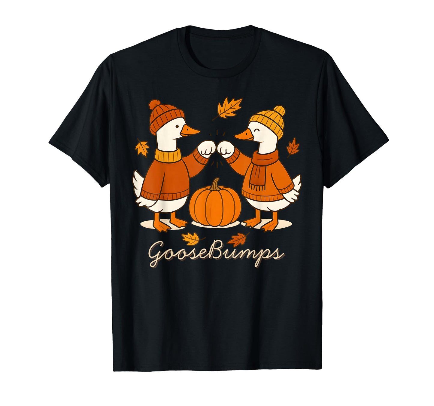 Cute Goose Bumps Goose Fall Animals Pun Pumkin Autumn Leaves T-Shirt