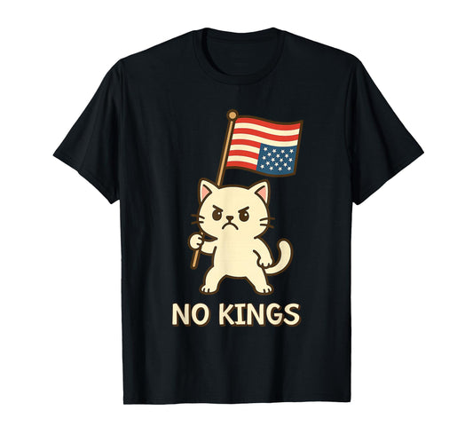 American Flag Upside Down Cat No Kings T-Shirt