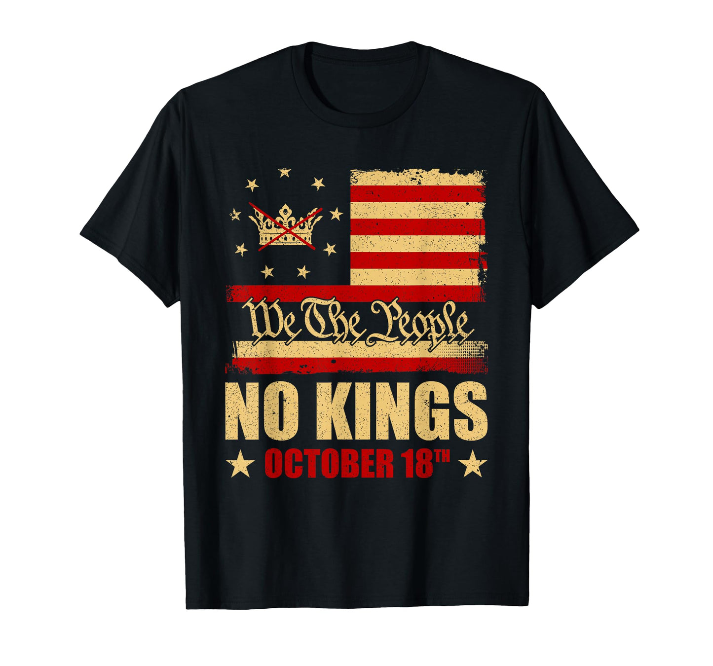 No Kings Shirt Vintage America Flag October 18 Patriotic T-Shirt