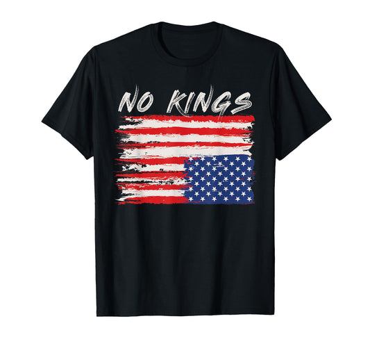 American Flag Upside Down Distress No Kings T-Shirt