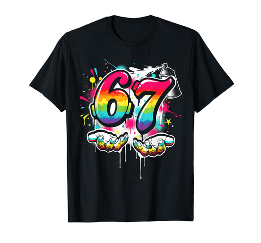 67 Graffiti Meme Funny Six Seven Gen Alpha Slang Men Boys T-Shirt