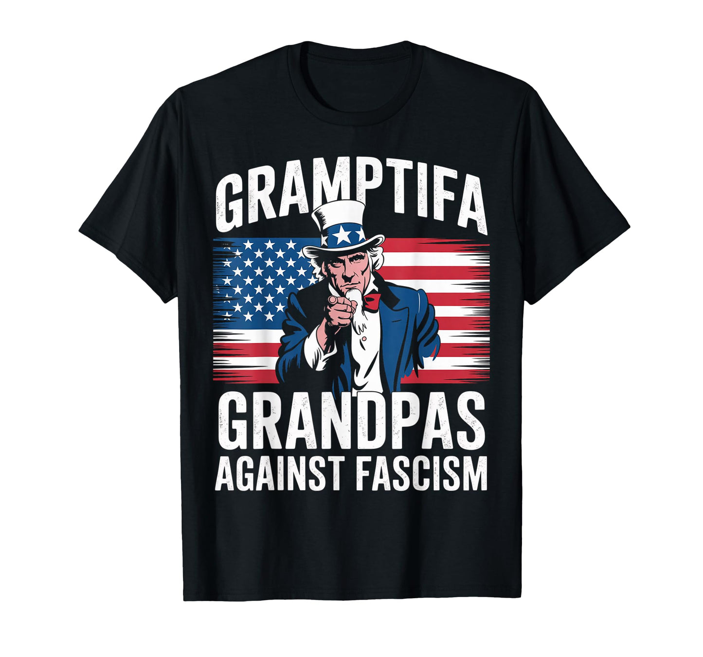 Gramptifa Grandpa Against Fascism Flag Resist No Kings Papa T-Shirt