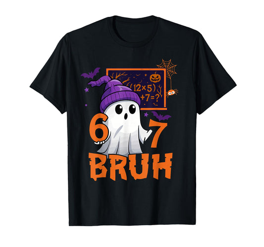 67 Teacher Halloween Ghost Six Seven Meme Math Equation Bruh T-Shirt