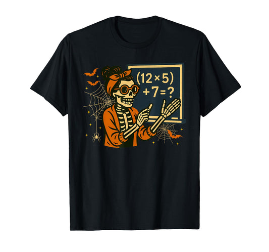 67 Teacher Halloween Skeleton Six Seven Meme Math T-Shirt