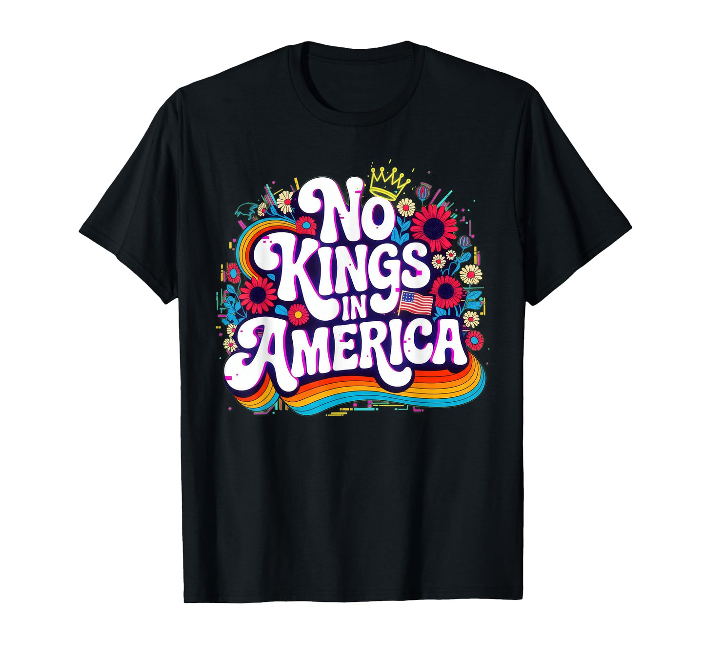 No Kings in America Vintage Patriotic Flag T-Shirt
