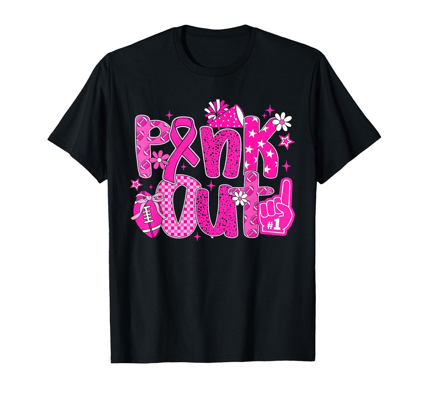 Pink Out Pink Football Pink Cheer Breast Cancer Women T-Shirt