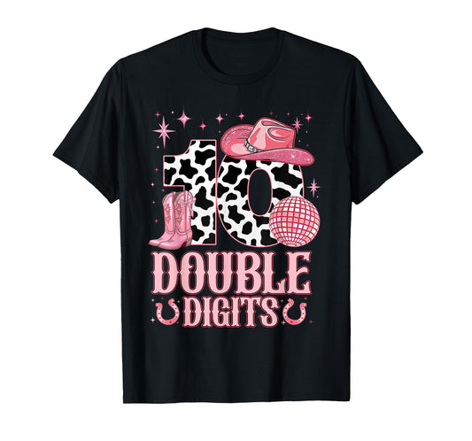 10th Birthday Girl Western Coquette Bow Cowgirl Birthday T-Shirt
