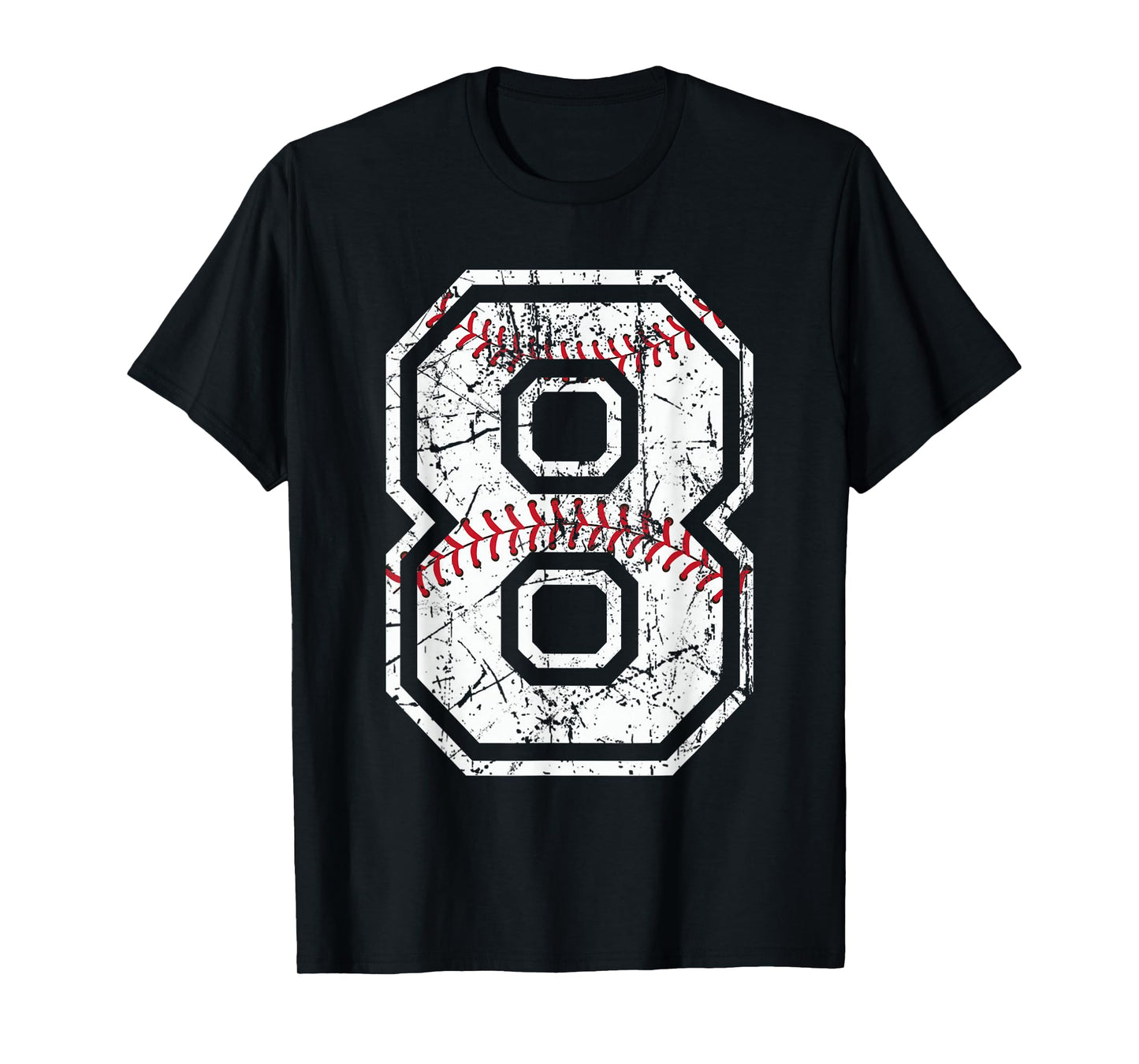 Baseball Jersey Number 8 Vintage Distressed Graphic T-Shirt