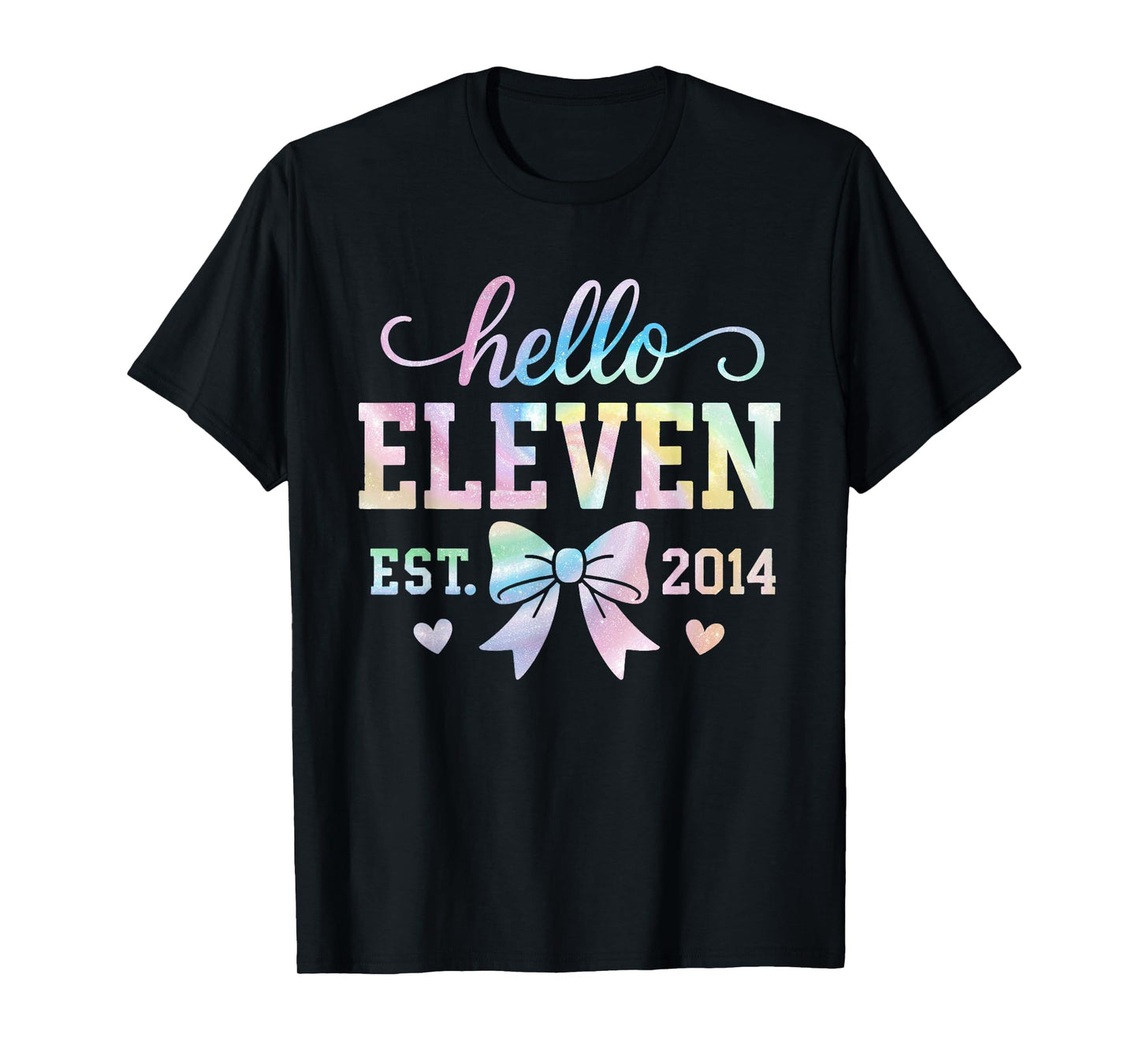 Hello Eleven Est 2014 Coquette Bow 11th Birthday Girl T-Shirt