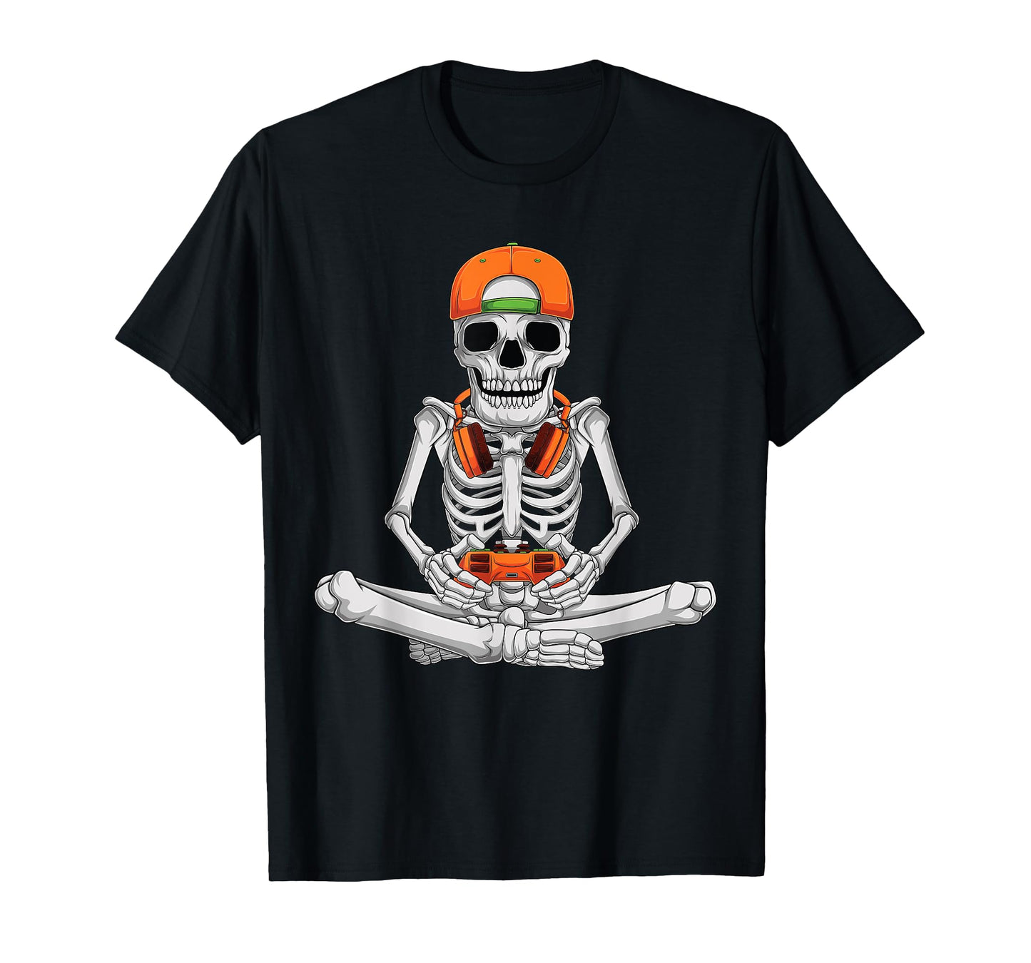 Halloween skeleton gamer video gaming boys men kids teens T-Shirt