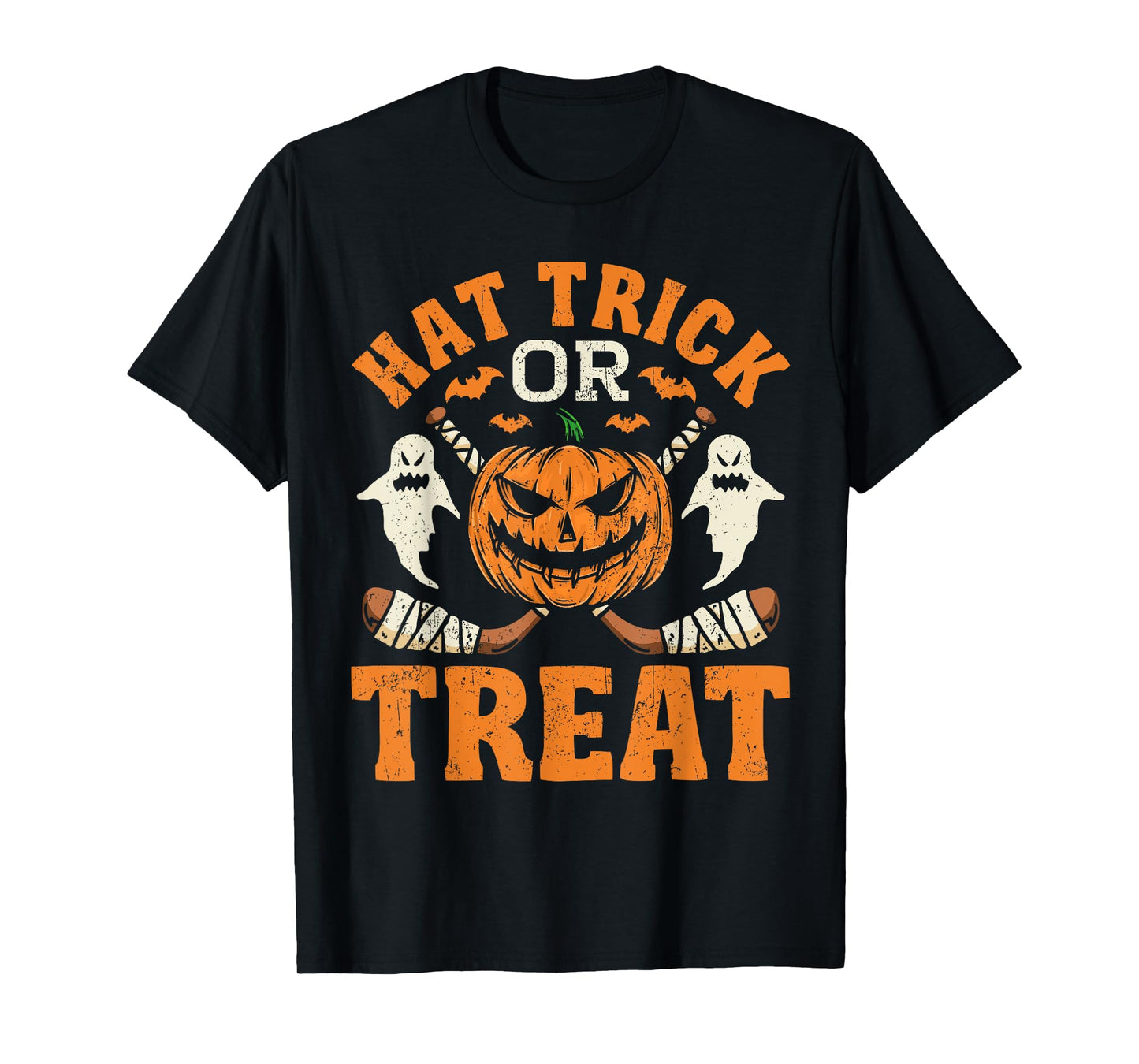 Hat Trick or Treat Ice Hockey Player Halloween Costume Gift T-Shirt