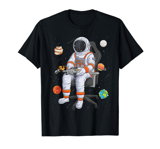 Astronaut Gamer Outer Space Men kids Gaming System Planets T-Shirt