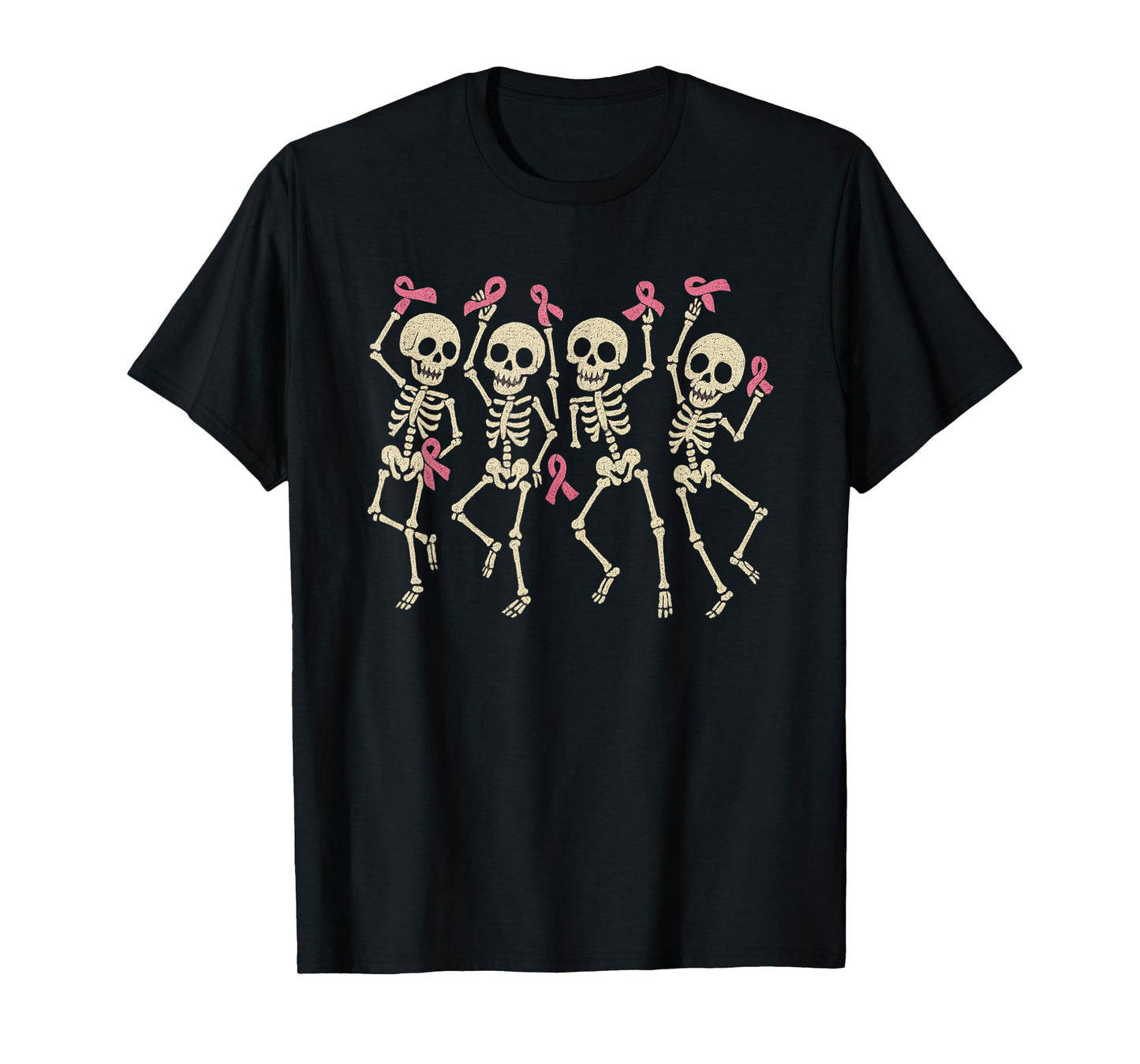 Pink Ribbon Breast Cancer Awareness Skeleton Women Men Kids T-Shirt