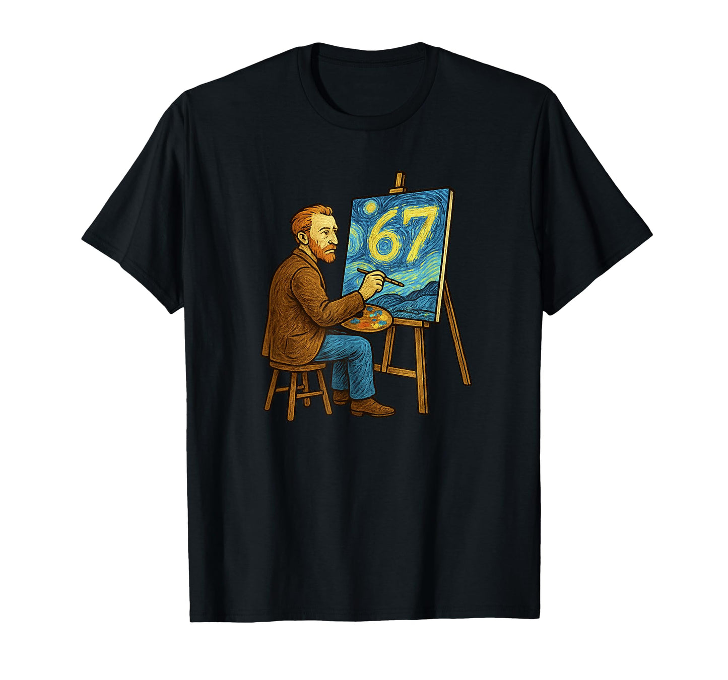 Van Gogh Starry Night 6 7 Funny 67 Meme for Art History Fans T-Shirt