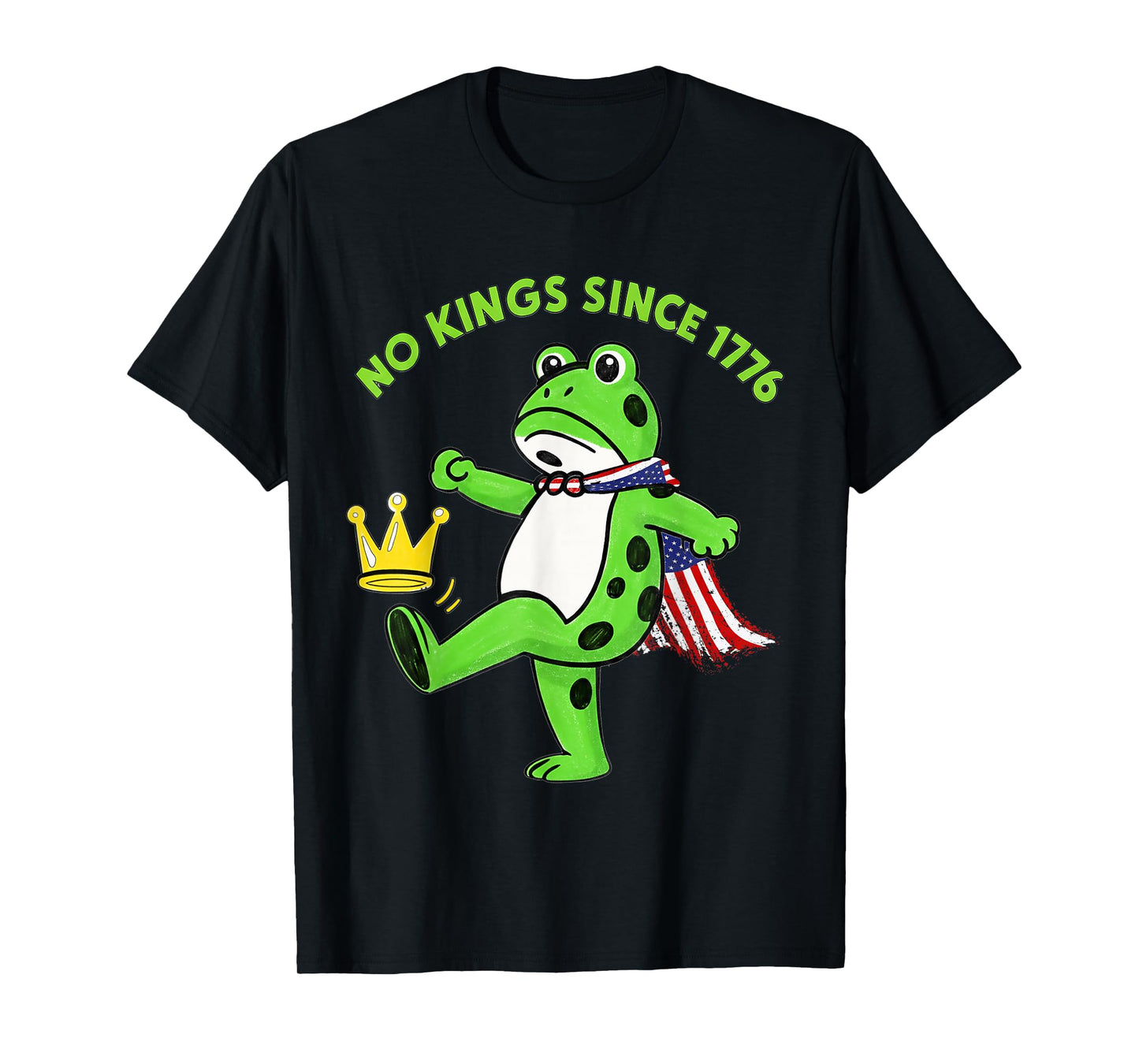 No Kings Since 1776 Portland Frog Kicking Crown T-Shirt