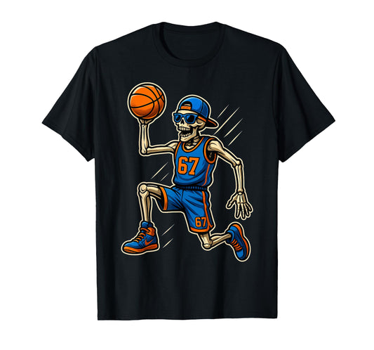 67 Skeleton Six Seven Meme Basketball 6 Halloween 7 Costume T-Shirt