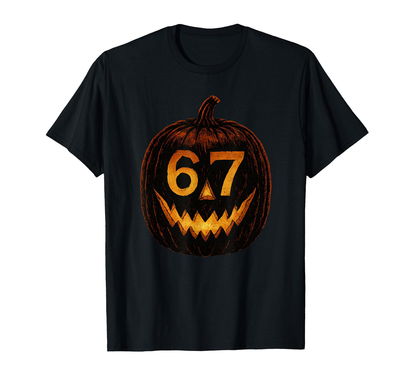 6 7 Meme Halloween Pumpkin 67 Gen Alpha Slang Six Seven Teen T-Shirt