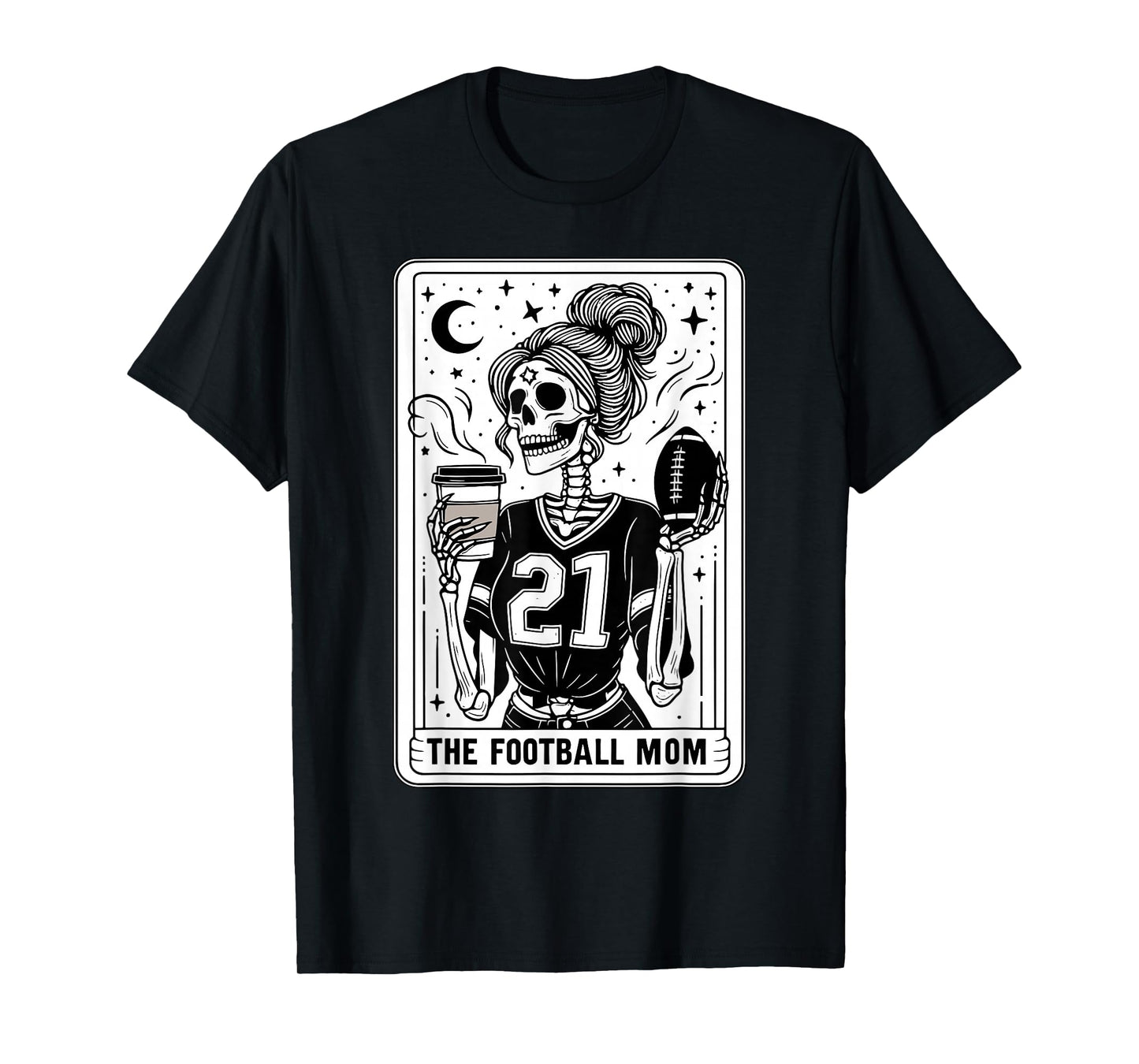 Football Mom Tarot Card Skeleton Football Mama Witch vibes T-Shirt
