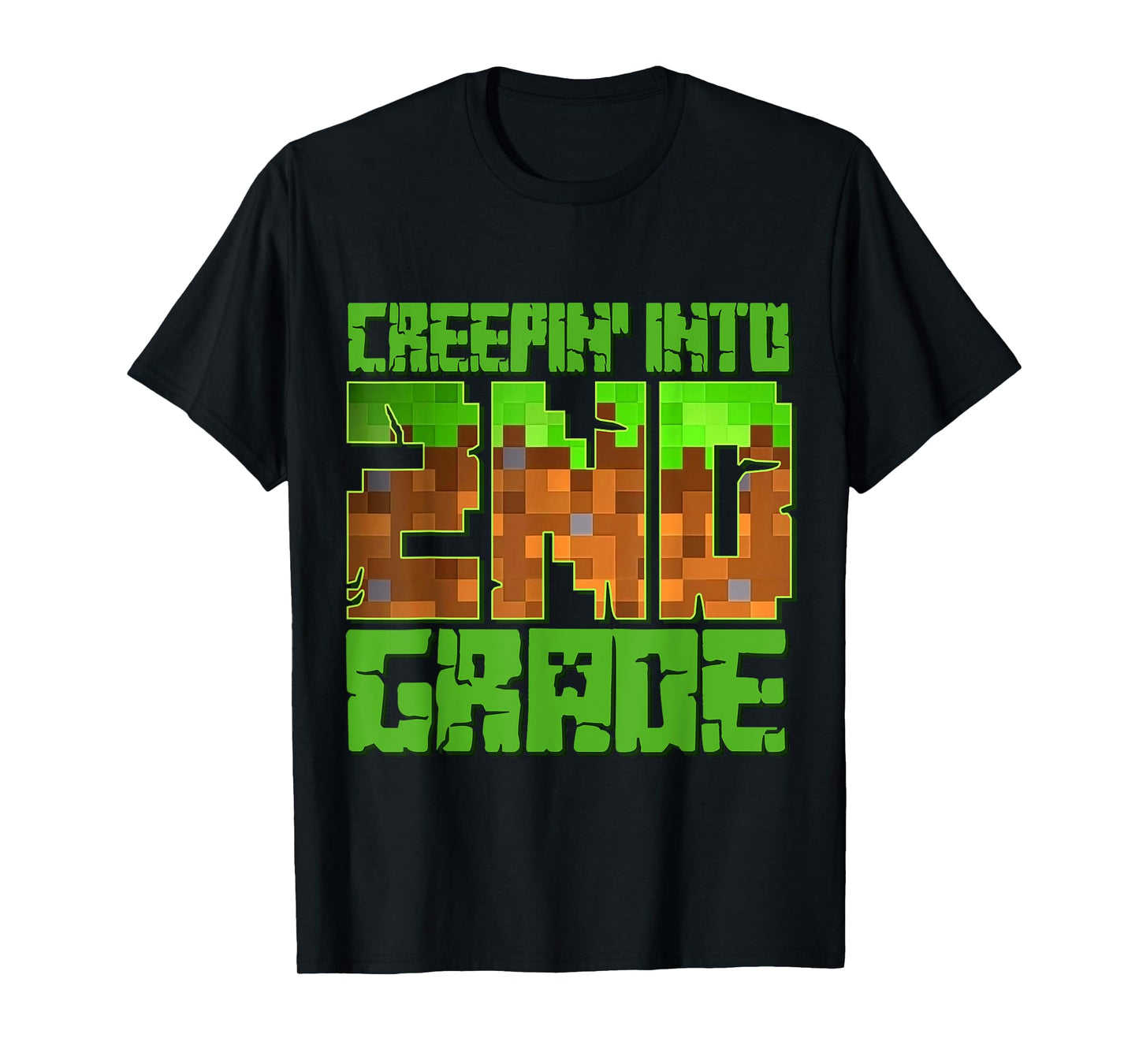 Creepin’ Into 2nd Grade Kids Boy Gamer Pixel Back to School T-Shirt