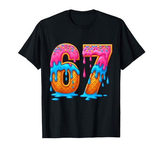 67 Ice Cream Drip Meme Funny Six Seven Gen Alpha Slang T-Shirt
