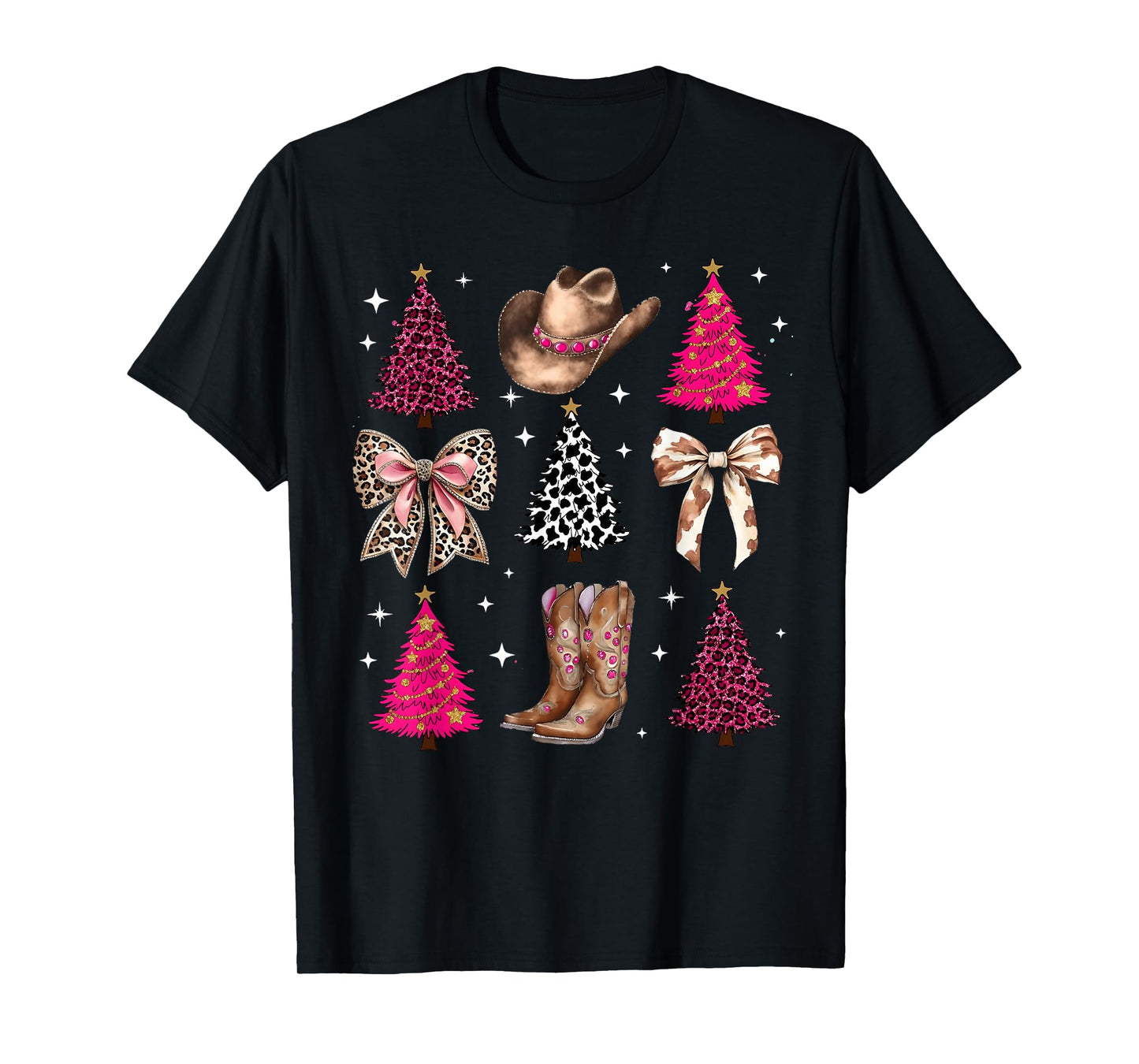 Howdy Christmas Cowboy Cowgirl Squad Coquette Bow Girl Women T-Shirt